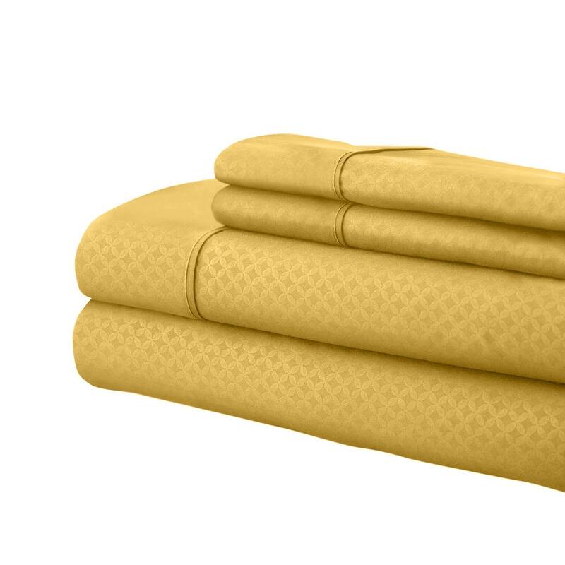 Home Sweet Home Dream Greek Key Embossed Bed Sheet Set - Gold - Twin XL
