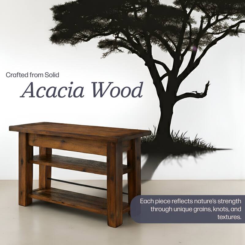 Carbon Loft Bahamondes Natural Solid Acacia Wood Console Table