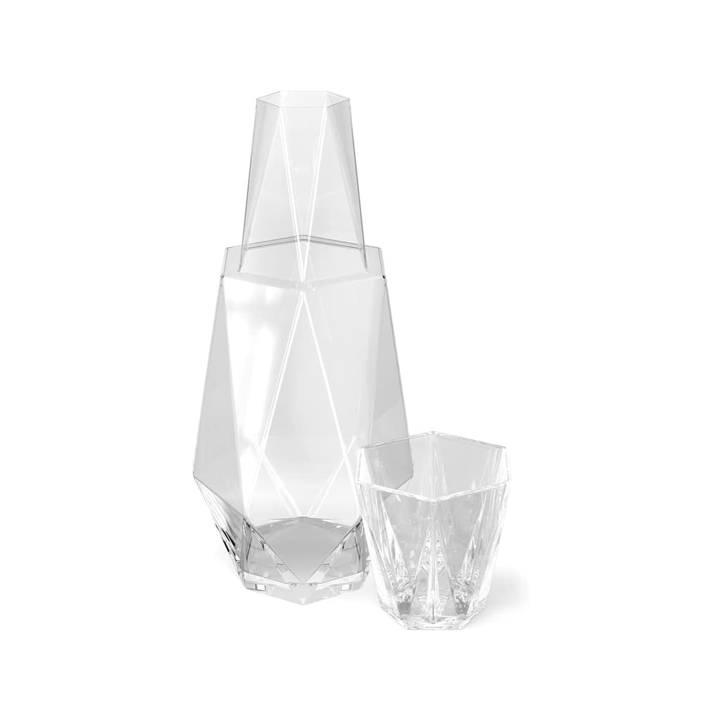 Fifth Avenue Crystal Geometric Glass Water Carafe and Tumbler - 37 Oz