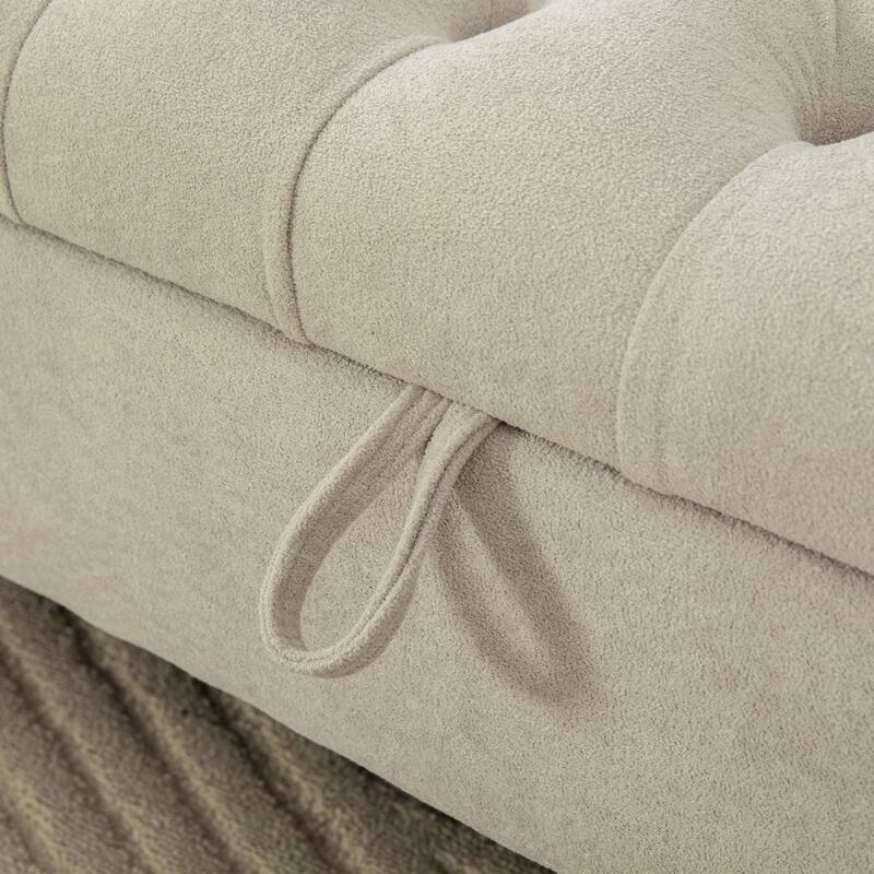 65.7"W Tufted Upholstered Storage Bench With Double Lids,Rubberwood Legs