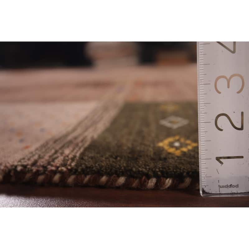 Tribal Brown Gabbeh Oriental Area Rug Handmade Wool Carpet - 8'0"x 9'9"