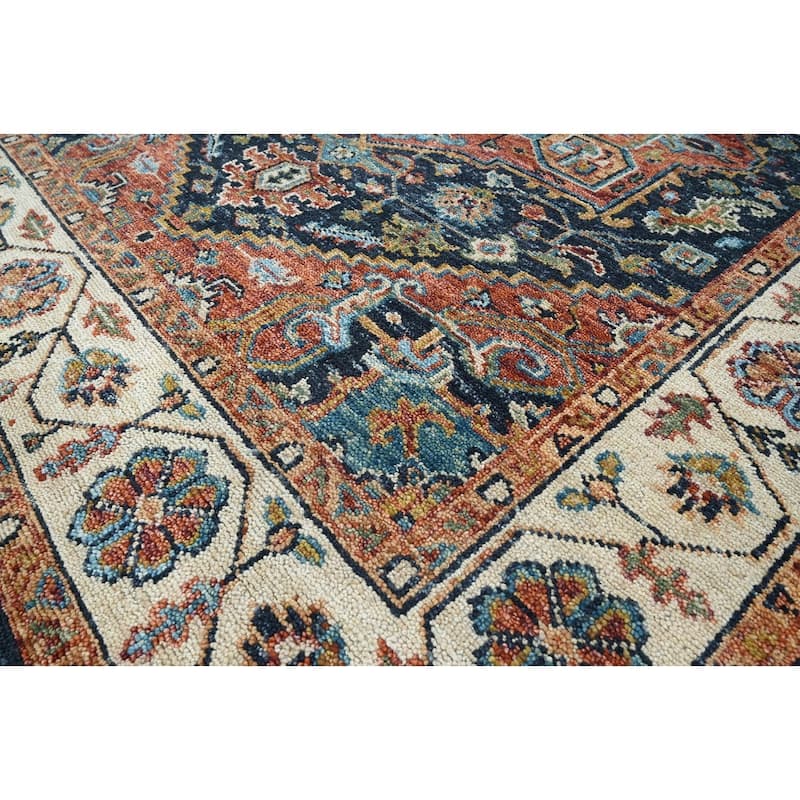 Traditional Oushak Wool Oriental Area Rug Multi Size Navy Hand Knotted