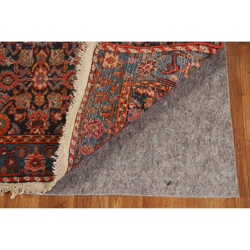 Hand Knotted Oriental 100% Wool Carpet Traditional Geometric Navy Blue & Blues Bidjar Runner Rug - 19' 6'' X 3' 5''