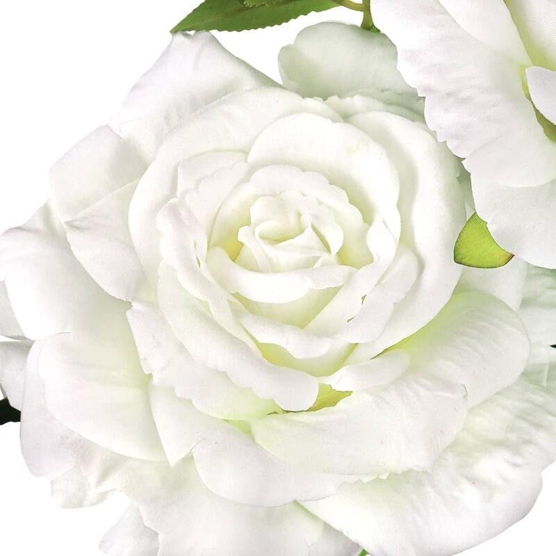 Set of 2 Cream White Artificial Velvet Elegant Rose Flower Stem Spray 32in - 32" L x 7" W x 7" DP
