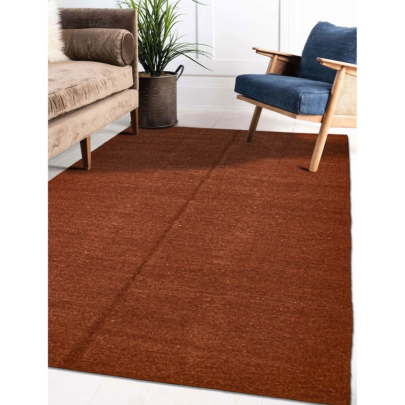 ECARPETGALLERY Flat-Weave Natural Brown Wool Tapestry Kilim - 6'8 x 9'10
