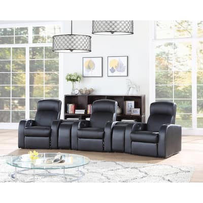Greenfield Cyrus Black 3-seater Home Theater with 2 Wedge Consoles