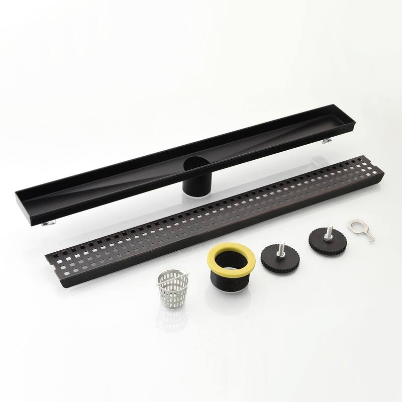24 in. Stainless Steel Linear Shower Drain with Square Pattern Drain Cover