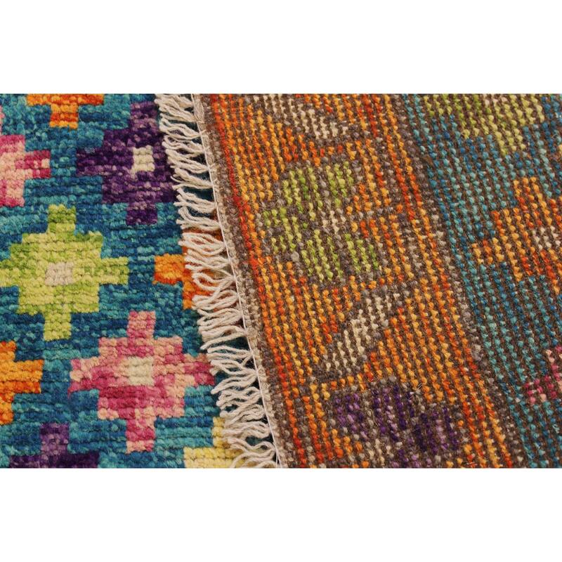 Tribal Balochi Friedman Teal/Orange Hand Knotted Wool Rug - 4'10'' x 6'11''