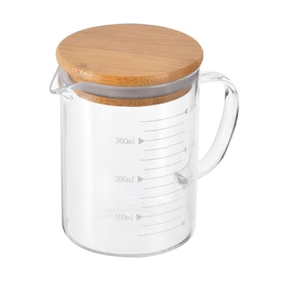 Glass Measuring Cup, 3.3 Borosilicate Glass with Wood Lid for kitchen