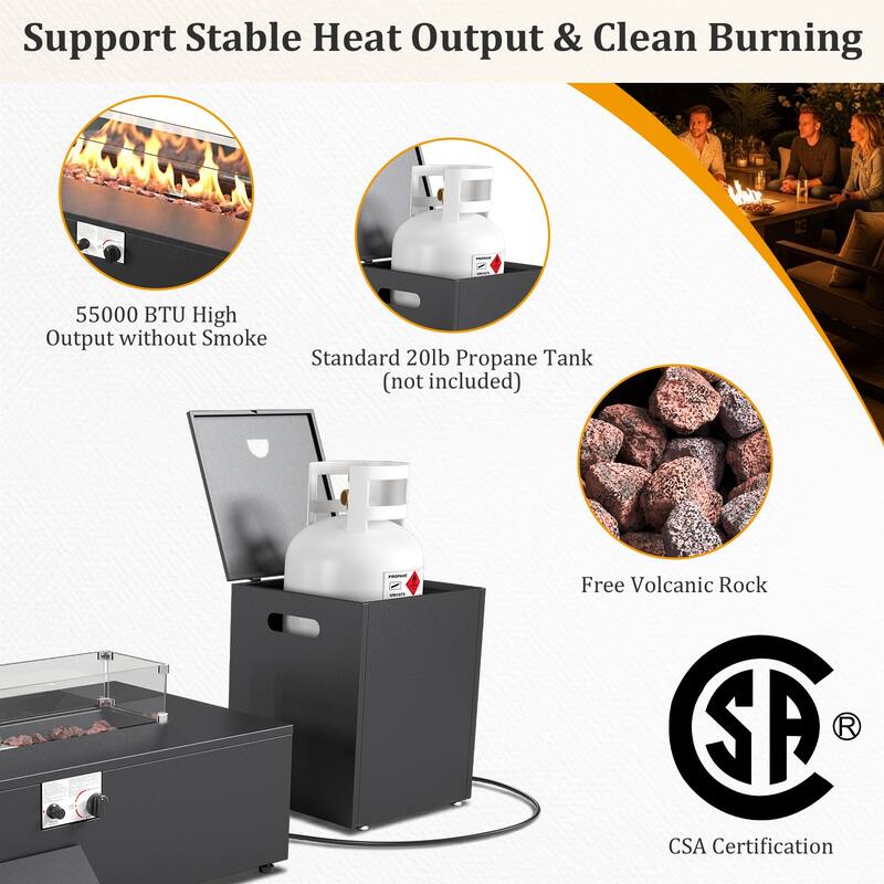 Meyreso Wicker Patio Conversation Set with Metal Fire Pit Table & 4.5-Inch Olefin Cushions