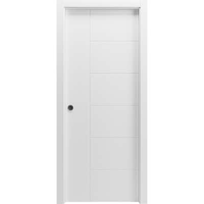 Sliding Pocket Door / Mela 0716 Painted White / Kit Rail Hardware / MDF Interior Bedroom Modern Doors