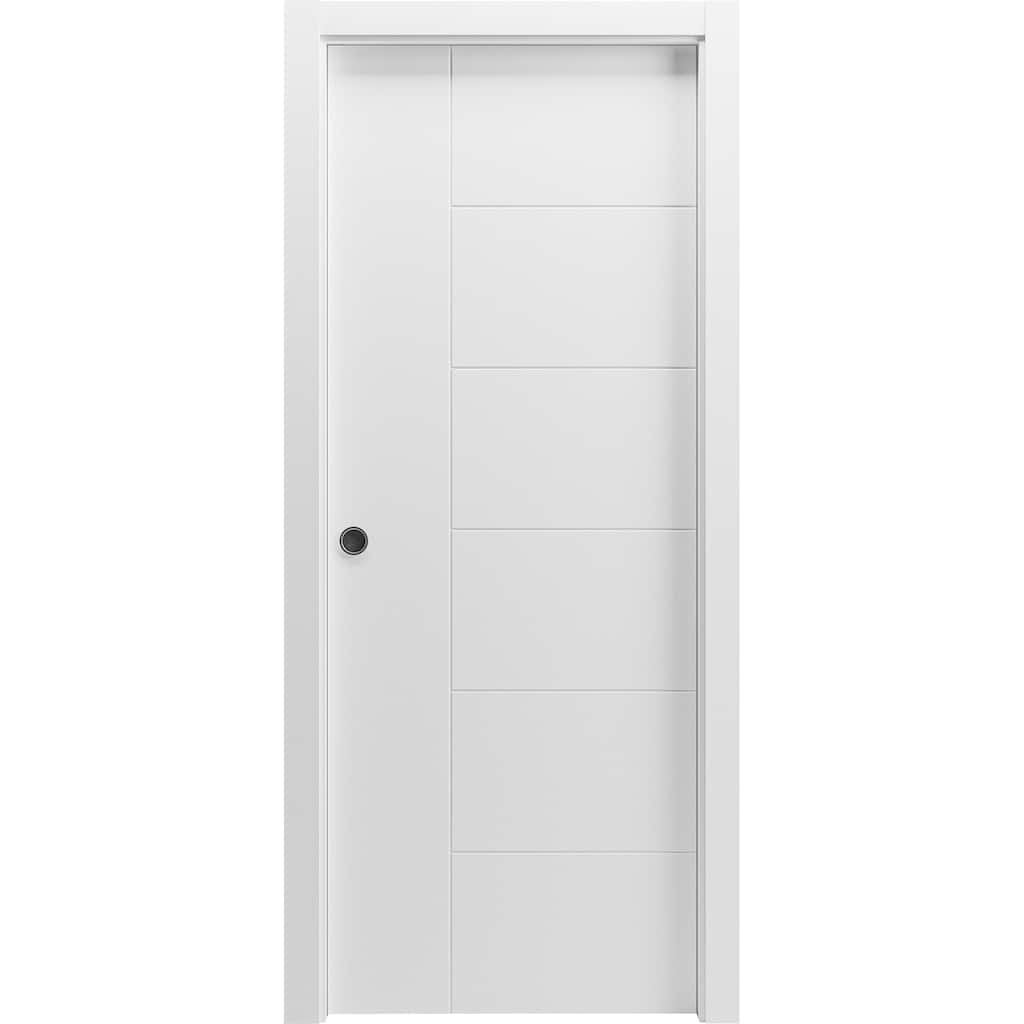 Sliding Pocket Door / Mela 0716 Painted White / Kit Rail Hardware / MDF Interior Bedroom Modern Doors