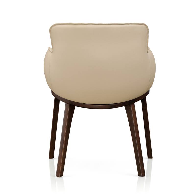 Furniture of America Abigail XIII Mid-Century Modern Solid Wood Beige Upholstered Dining Chairs (Set of 2)