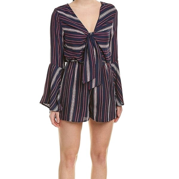 navy blue and white romper