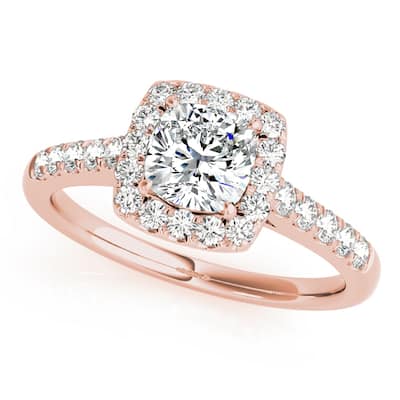 Auriya 14k Rose Gold Lab Grown Cushion Diamond Halo Engagement Ring 0.50 to 5.00 ct. tw. (F-G VS)