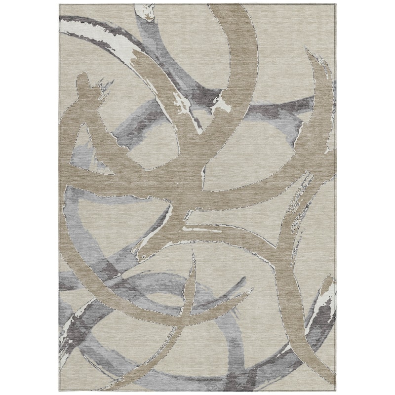 HomeRoots Abstract Transitional Rectangle Outdoor Rug