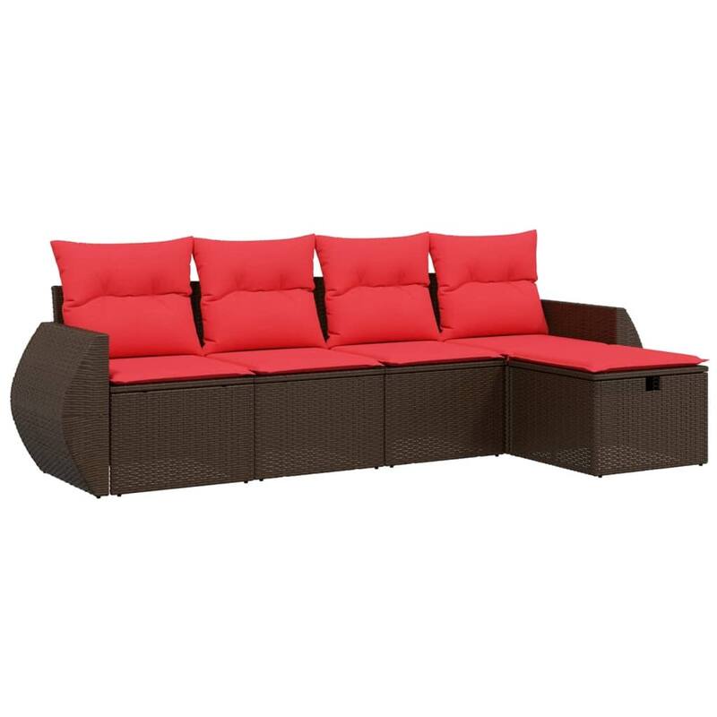 vidaXL Patio Sofa Set with Cushions Outdoor Conversation Furniture Poly Rattan - 21.7" x 24.4" x 27.2"