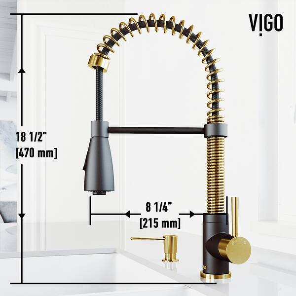 dimension image slide 7 of 10, VIGO Brant Pull-Down Kitchen Faucet