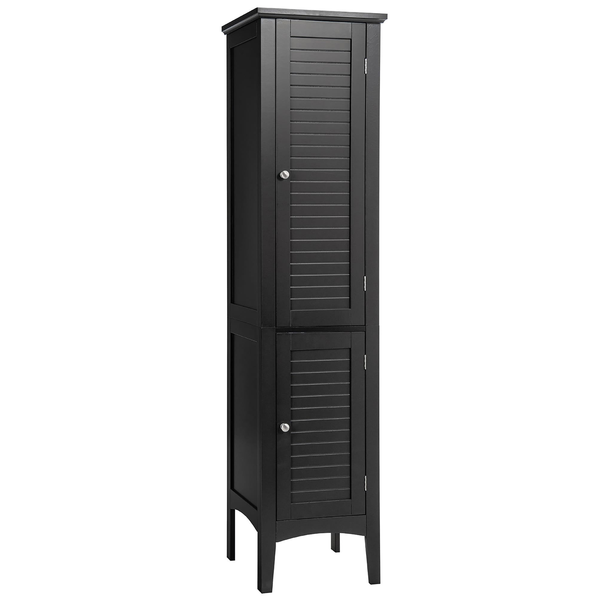 Costway Bathroom Floor Cabinet Side Storage Cabinet with 3 Drawers and 1 Cupboard Black