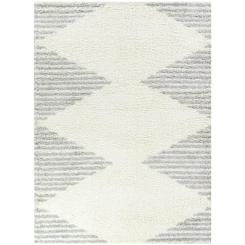Hughes Geometric Striped Shag Area Rug