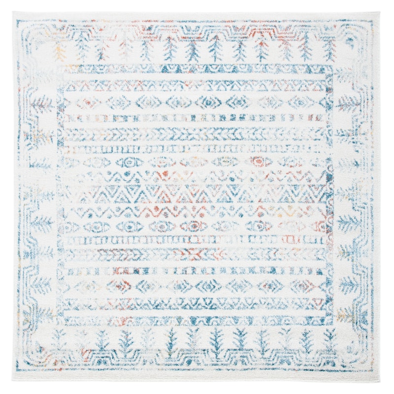 SAFAVIEH Tulum Luna Moroccan Boho Rug - 6'7" Square - Ivory/Rust