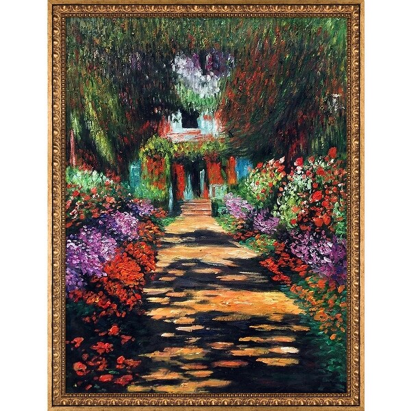 Claude Monet 'Garden Path at Giverny' Hand Painted Oil Reproduction