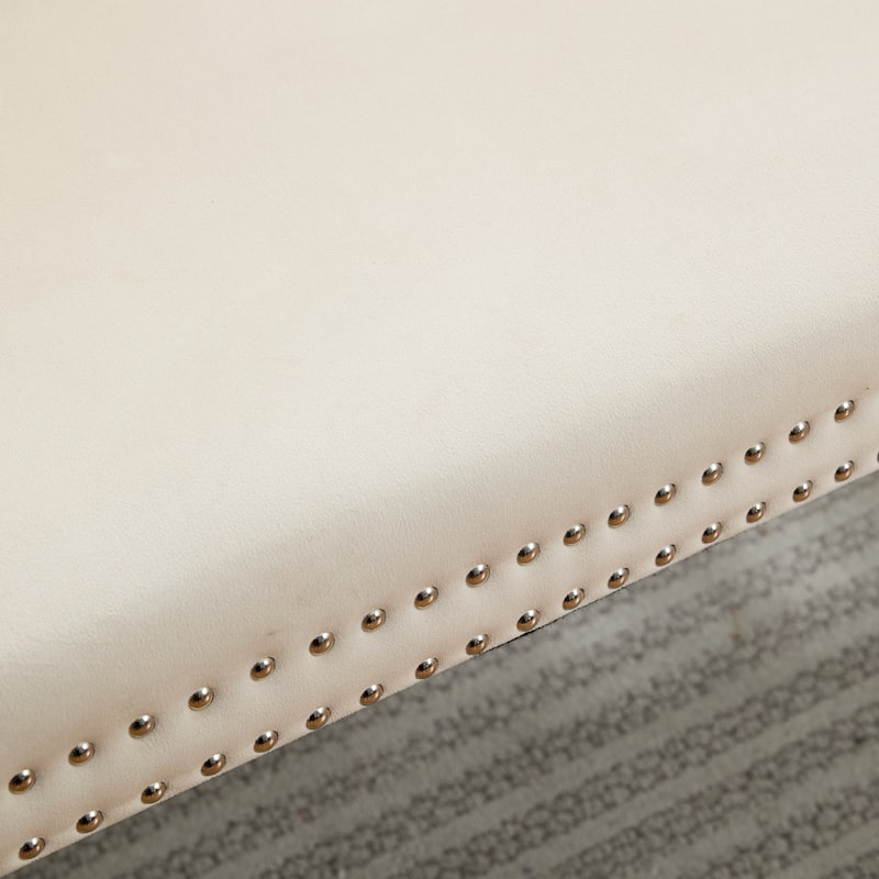 Roomfitters Upholstered Loveseat Bench with Nailhead Trim and Silver Legs, Modern High Back Settee for Dining Room