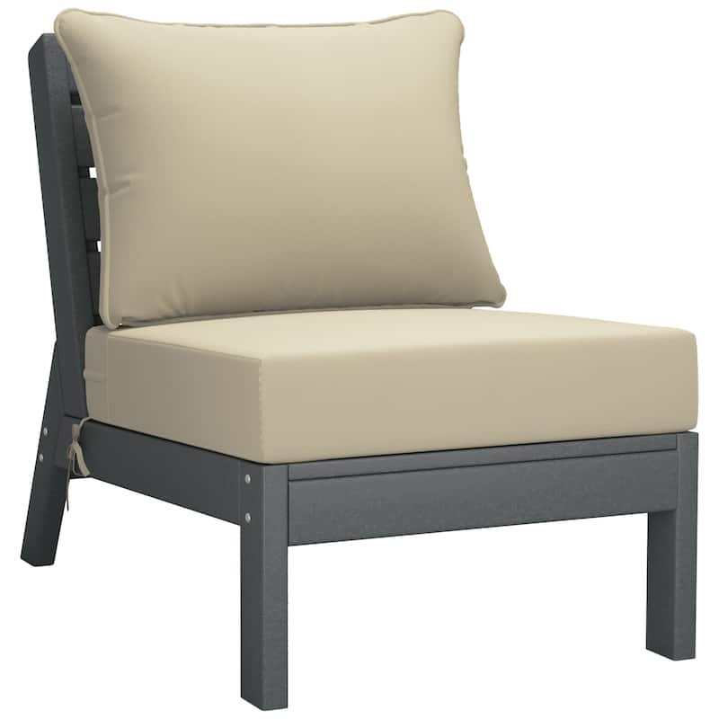 Polytrends Birchwood All Weather HDPE Outdoor Patio Deep Seating Gray Sofa With Cushions (3-Piece)