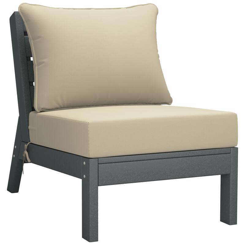 Birchwood All Weather HDPE Outdoor Patio Deep Seating Gray Armless Chair With Cushions (1-Piece)