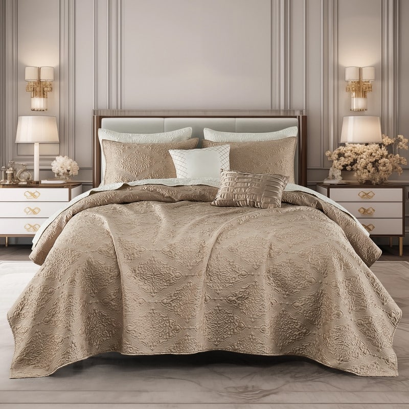 Wonderful Satin Quilt Set Cooling 5-Piece Bedding Set for Summer