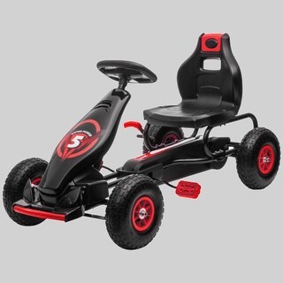 Ergonomic Kids Pedal Go Kart with Adjustable Seat, Shock Absorbing Suspension, Rubber Wheels for Boys & Girls, Ages 5-12