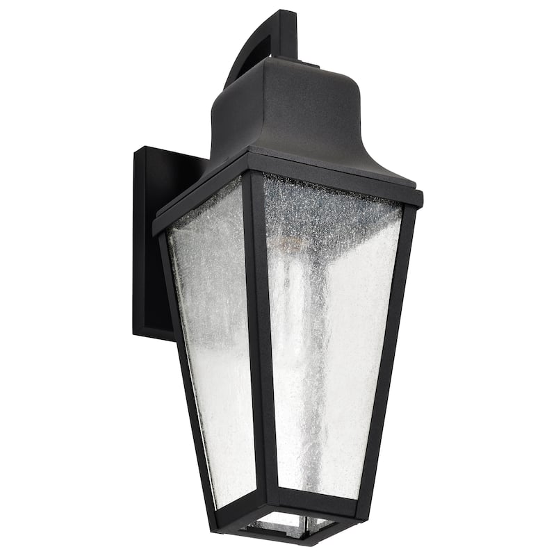 Lawrence 1 Light Medium Wall Lantern Matte Black with Clear Seeded Glass