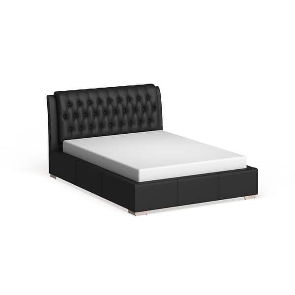 Bianca Black Modern Queensize Bed with Tufted Headboard Bed Bath & Beyond 20543365