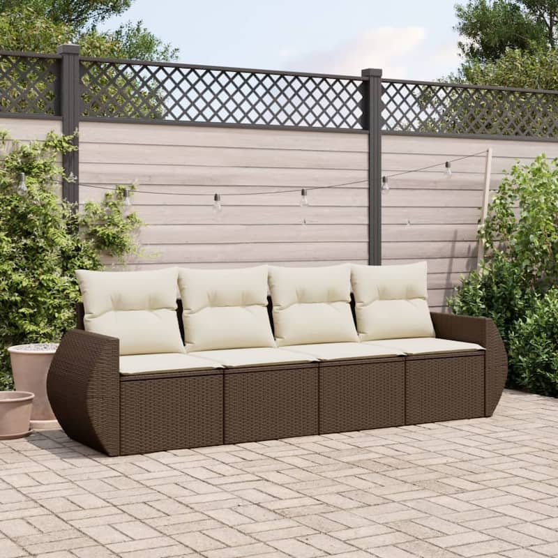 vidaXL Garden Sofa Set - Brown and cream Without table