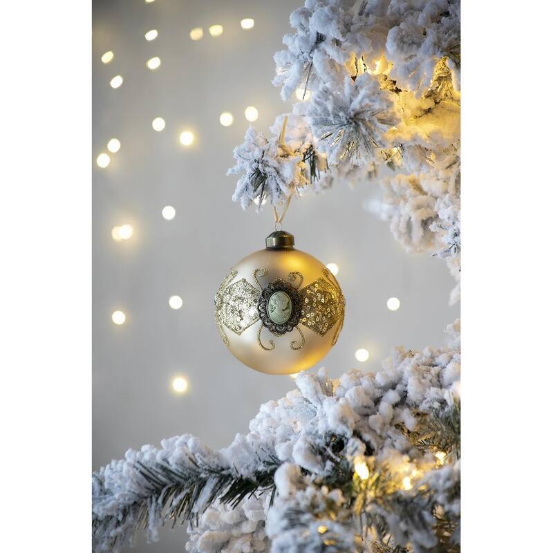 D3.9" Christmas Ball Ornaments, Glass Decorative Hanging Ball Christmas Tree Ornaments for Holiday Decorations, Set of 6 - Gold