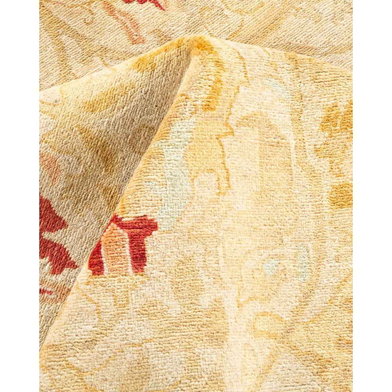 Overton Handknotted Wool Contemporary Oriental Ivory Area Rug - 6' x 9'