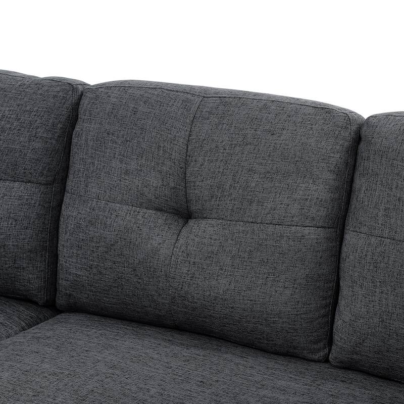 Polyester Upholstered Sleeper Sofa with Chaise and Storage 84 Inch Wide