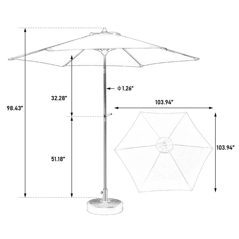 9FT Outdoor Patio Table Umbrella with Push Button Tilt and Crank