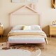 preview thumbnail 2 of 7, Pink Full Size Metal Platform Bed with House-Shaped Headboard
