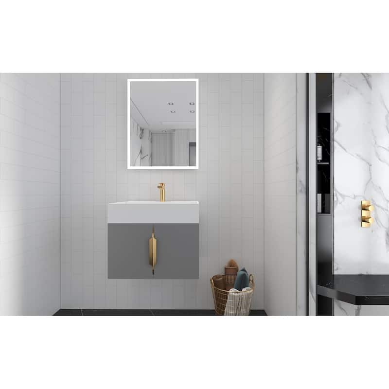 Amazon 24" Wall Mounted Bathroom Vanity Set w/ White Top