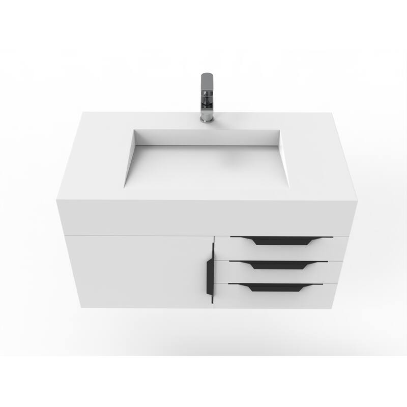Nile 36-Inch Wall Mounted Bathroom Vanity Set w/ White Top