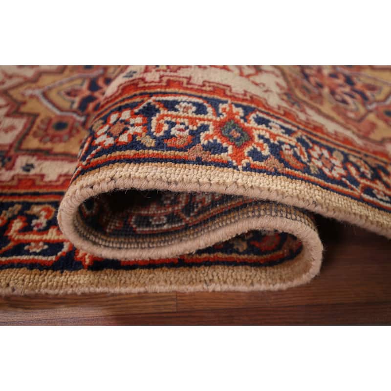 Geometric Heriz Serapi Oriental Runner Rug Hand-Knotted Wool Carpet - 2'8"x 9'11"