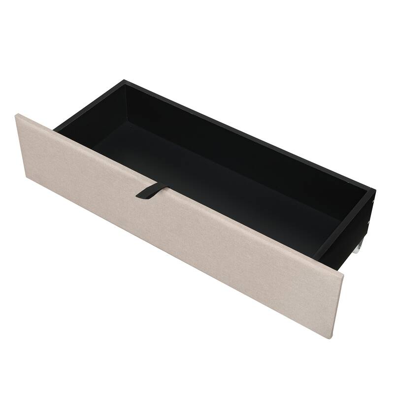 Full size Upholstered Platform Bed with Twin Size Trundle & 2 Drawers