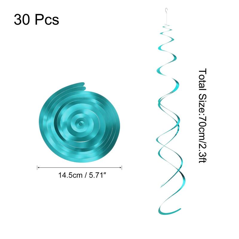 30pcs 27.6" Hanging Swirls Decorations Ceiling Spiral Streamers Party - Light Blue