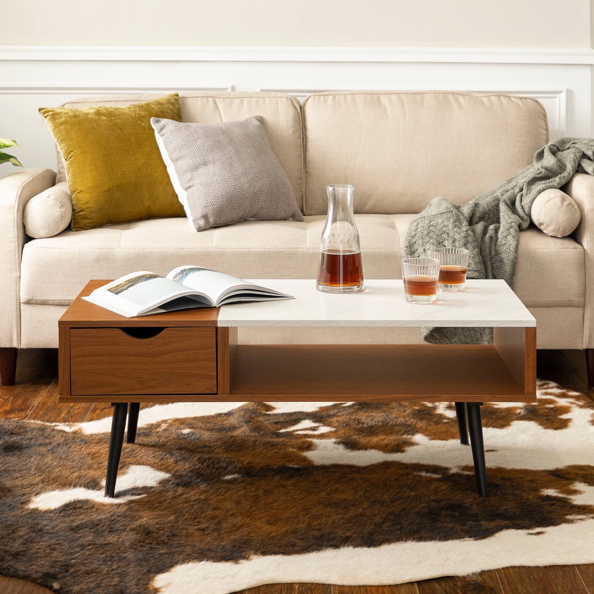 Shop Carson Carrington Saltaro Faux Marble Top Coffee Table On Sale Overstock 20479263