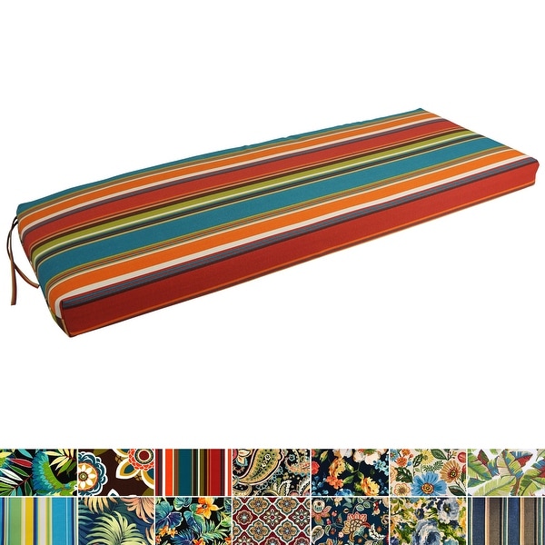Blazing Needles All-Weather Bench Cushion, Rectangle, Damask, Boho