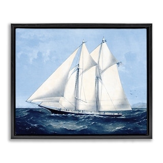 Stupell Serene Sailboat on Ocean Framed Floater Canvas Wall Art Design ...