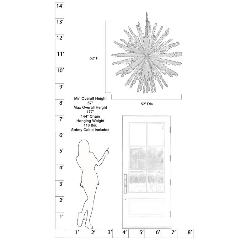 Metropolitan N1959 Aisi 40 Light 52" Wide Taper Candle Sputnik