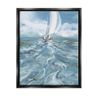 Stupell Boat Waves Wake Painting Framed Floater Canvas Wall Art Design ...