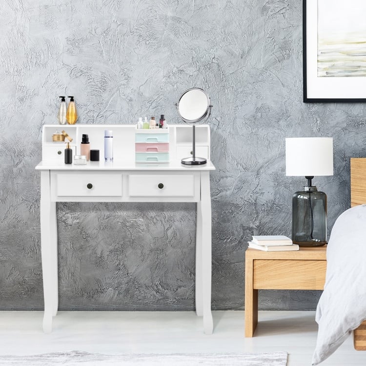 White Vanity Makeup Dressing Table with 4 Drawers - 31.5'' x 16'' x 37'' (L x W x H)